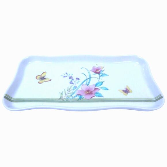 Andrea by Sadek Jewelry Vanity Trinket Tray with Butterflies & Flowers Vintage - Picture 4 of 6
